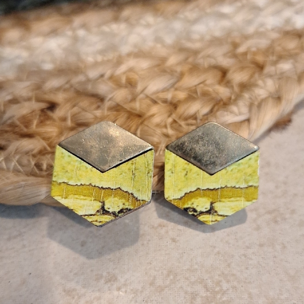 3 For $15 Hexagon Wood Earrings